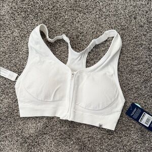 Marika White Zip-Front Sports Bra
